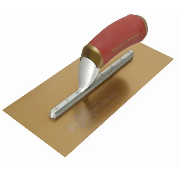 MARSHALLTOWN 330MM X 127MM FINISHING TROWEL P/SHAPE D/FLEX GOLD S/S D/SOFT