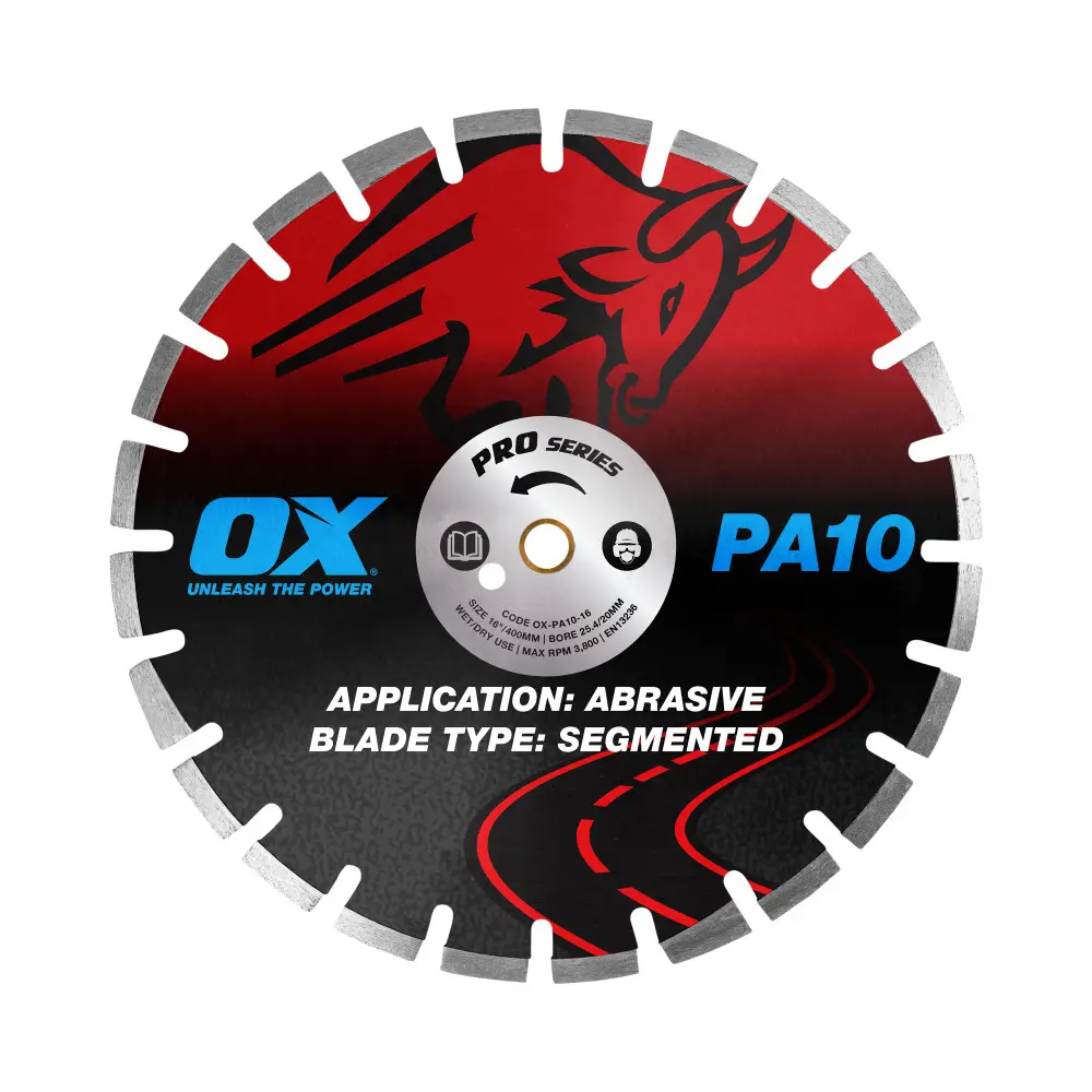 OX Professional PA10 16" Segmented Diamond Blade - Abrasive