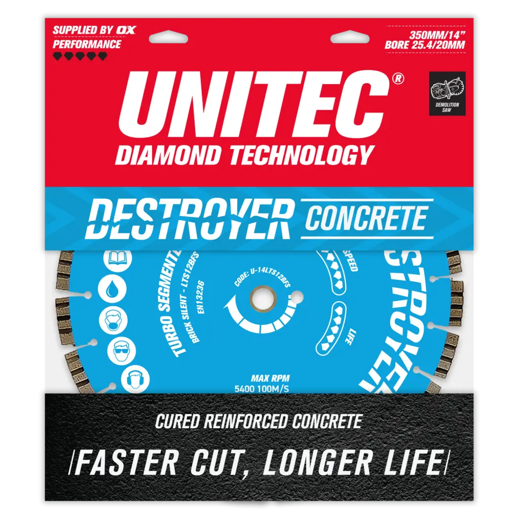[U-14LTS12C] Unitec 350mm Destroyer Concrete Segmented Diamond Blade