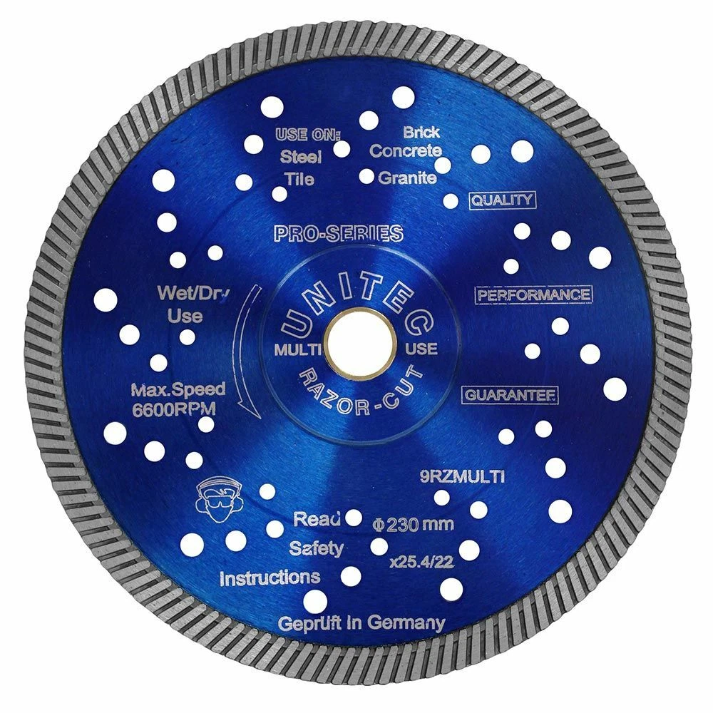 [U-9RZMULTI] Unitec 9" (230mm) Razorcut Multi Turbo Diamond Blade