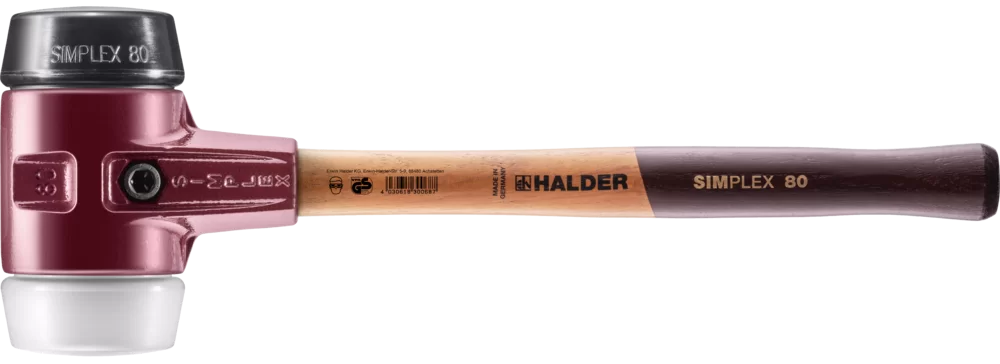 [HAL3027.080] Halder Simplex soft-face mallet cast steel/wood handle Ø 80 Rubber Comp./Superplastic