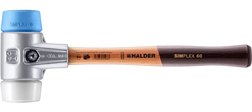 [HAL3117.060] Halder Simplex soft-face mallet alum. housing/wood handle Ø 60 TPE-soft/Superplastic