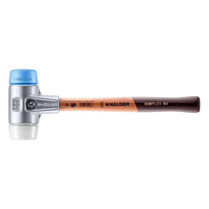 Halder Simplex soft-face mallet alum. housing/wood handle Ø 50 TPE-soft/Superplastic