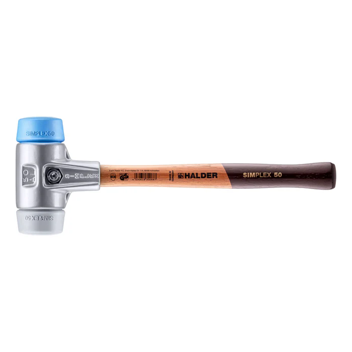 Halder Simplex soft-face mallet alum. housing/wood handle Ø 50 TPE-soft/TPE-mid