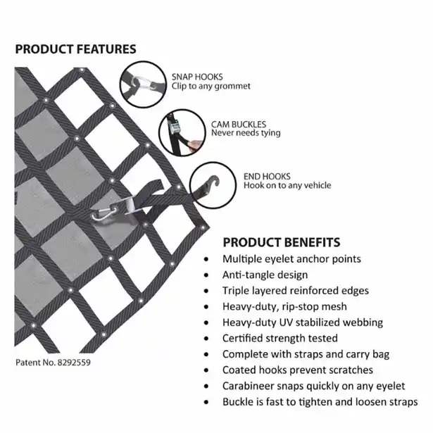 GLADIATOR CARGO NET - MEDIUM WATERPROOF - 2460 x 2050mm