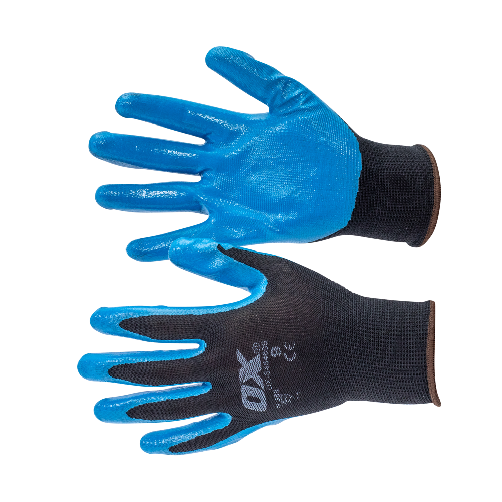 OX Polyester Lined Nitrile Glove - 5 pack (size 9)