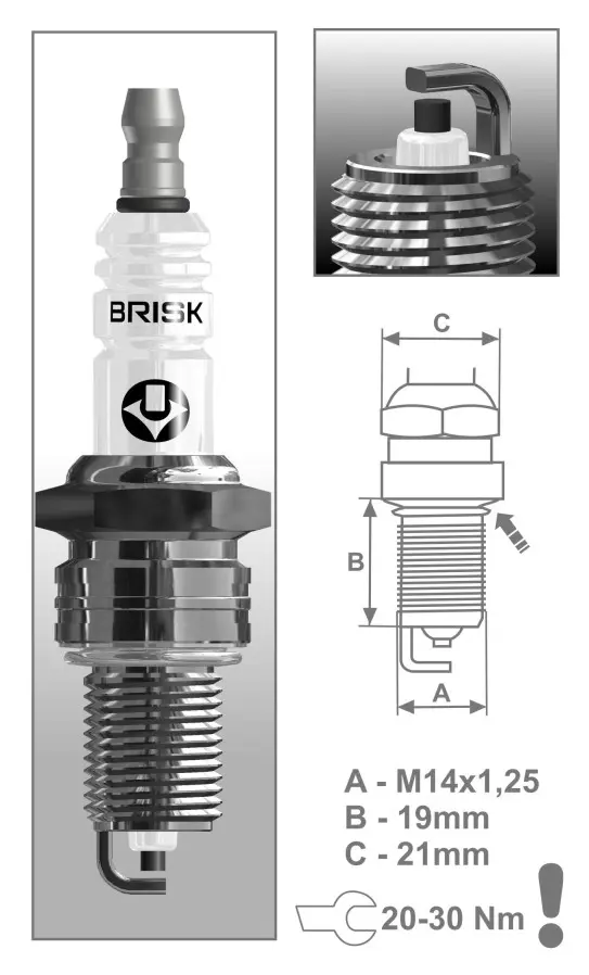 BRISK LR15YC SUPER SPARK PLUG - Honda GX120 - GX200 - GX270 - GX390 - Mixer - Bricksaw - Blocksaw - Generator - Pressure Washer