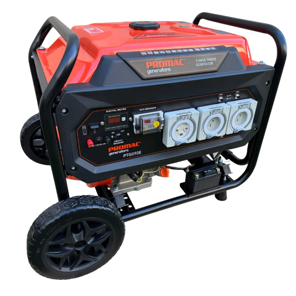 [PTG090E] Promac 9kva Tradie Generator. Macht Engine. Electric start, Wheel Kit Included, Worksite Ready