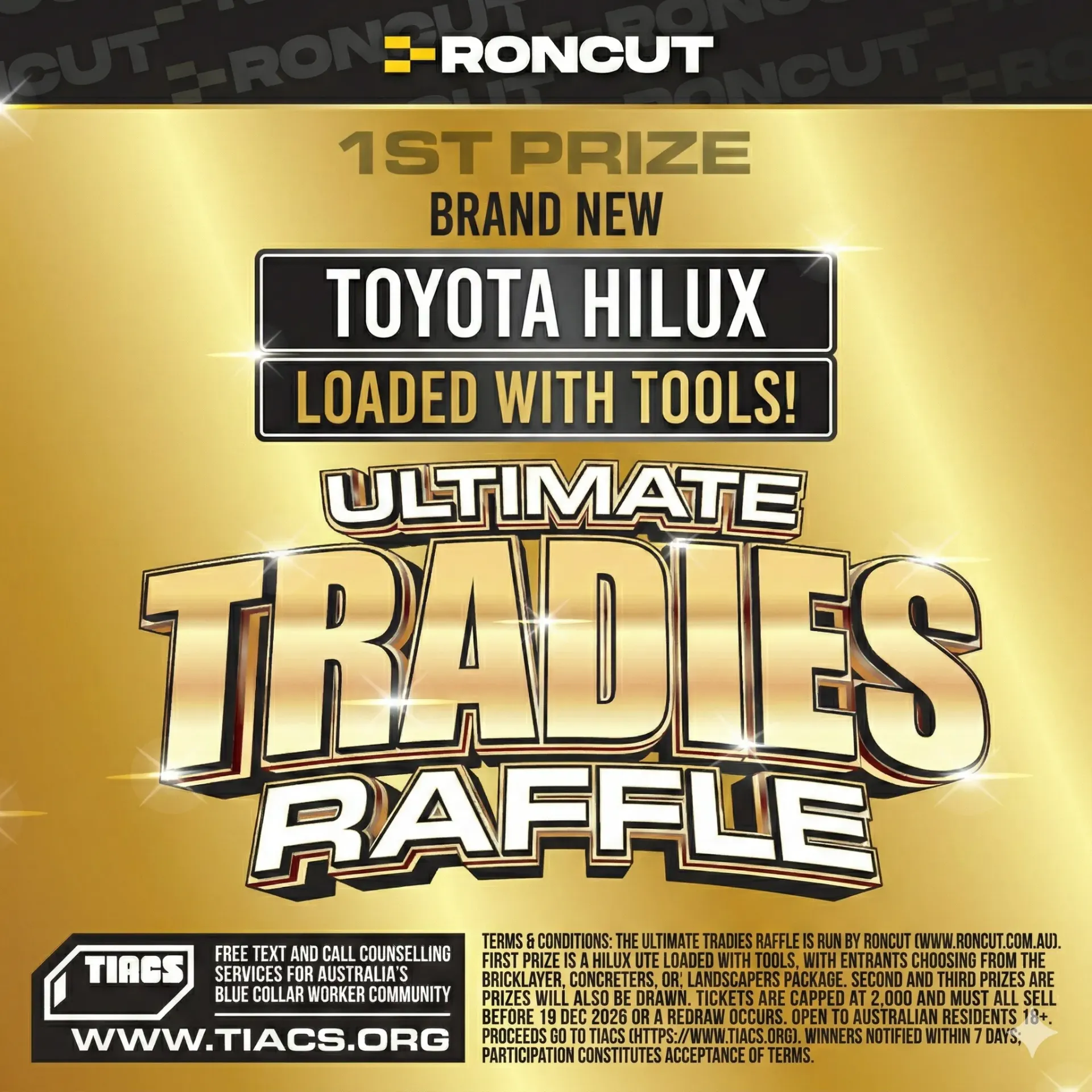 Roncut ULTIMATE Tradies Raffle 2026