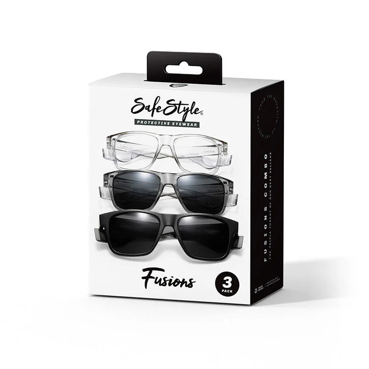 [SFU181-260400] SafeStyle Fusions Combo Box Promo - Includes: Matte Black Polarised, Graphite Polarised & Clear Clear Fusions