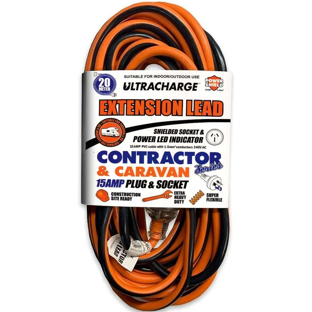 [POWDUR250/20C] ULTRACHARGE EXTRA HEAVY DUTY CONTRACTOR LEAD 20M 15A PLUG- Suitable for Block Saws